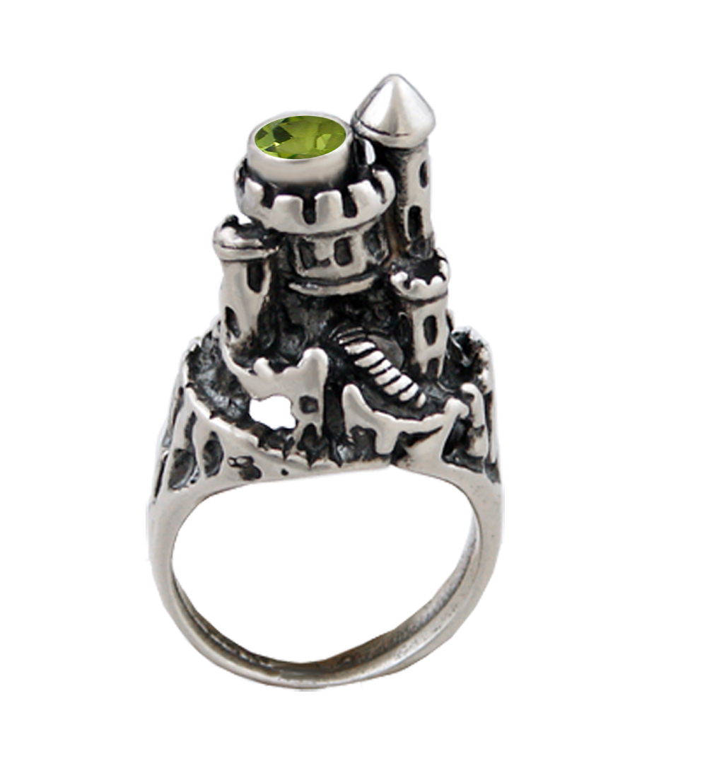 Sterling Silver Impractical But Fablous Castle Ring With Peridot Size 8 Sterling Silver Impractical But Fablous Castle Ring With Peridot Size 8